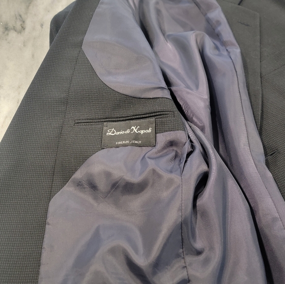 42L Men's Dario Di Napoli Blazer Black 3 Button Italian Wool Sport Coat - Picture 6 of 9